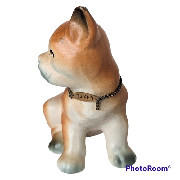 Vintage Tilso Hand Painted Boxer Dog Ceramic Art Brown & White Decor - Picture 3 of 12